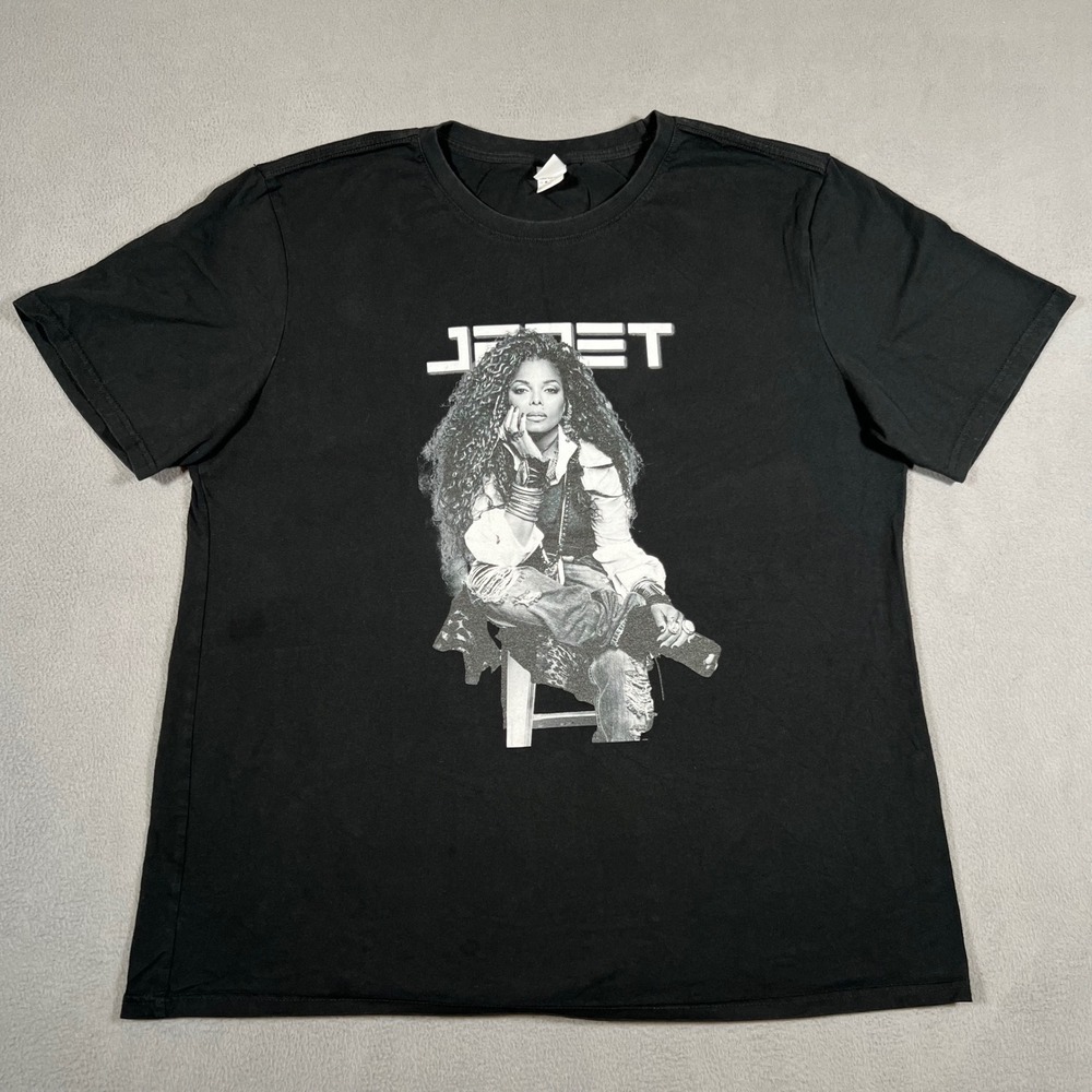 Janet Jackson T Shirt Black Portrait Graphic Womens XL Rap Tee r&b Music‎ Merch